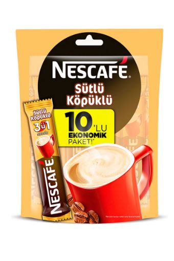 NESCAFE 3'Ü 1 ARADA SÜTLÜ KÖPÜKLÜ 18 GR 10'LU. ürün görseli