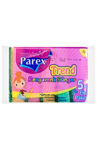 PAREX TREND SÜNGER RENGARENK DÜZ 5´Lİ. ürün görseli