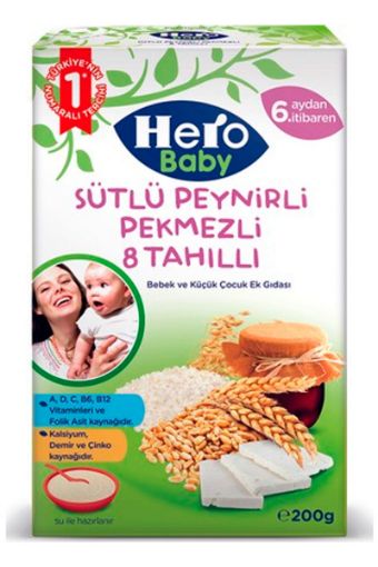 ÜLKER HERO BABY KAŞIK MAMASI PEYNİR PEKMEZ 8 TAHILLI 200 GR. ürün görseli