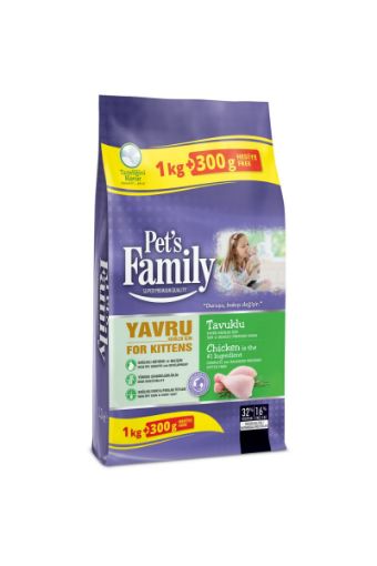 PET'S FAMILY YAVRU KEDİ MAMASI 1000+300GR TAVUKLU. ürün görseli